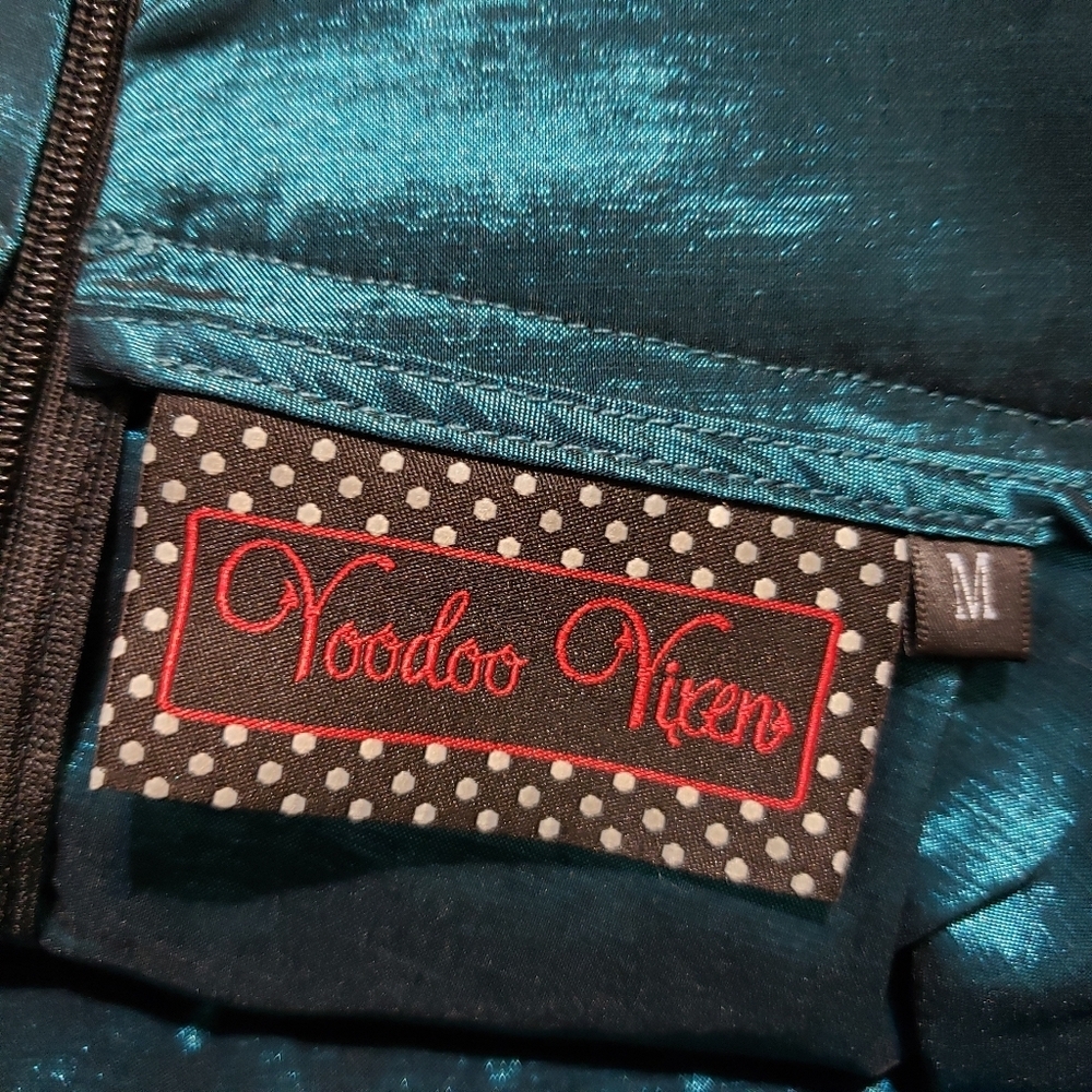 Voodoo Vixen Black Lace Skirt with Teal Band - Picture 6 of 10